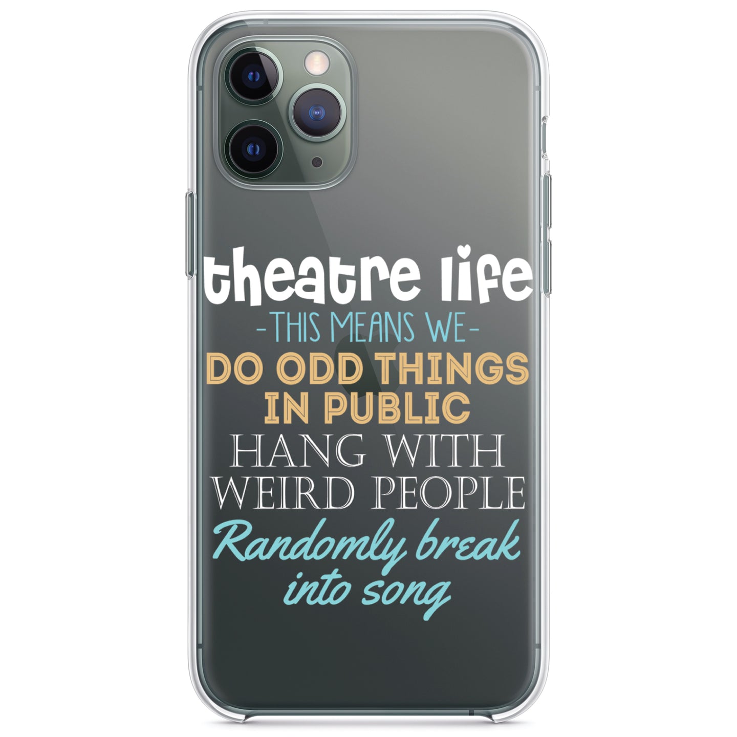 DistinctInk® Clear Shockproof Hybrid Case for Apple iPhone / Samsung Galaxy / Google Pixel - Theatre Life - Odd Things in Public