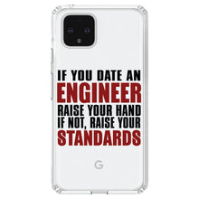 DistinctInk® Clear Shockproof Hybrid Case for Apple iPhone / Samsung Galaxy / Google Pixel - Date Engineer or Raise Your Standards
