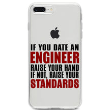 DistinctInk® Clear Shockproof Hybrid Case for Apple iPhone / Samsung Galaxy / Google Pixel - Date Engineer or Raise Your Standards