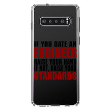 DistinctInk® Clear Shockproof Hybrid Case for Apple iPhone / Samsung Galaxy / Google Pixel - Date Engineer or Raise Your Standards