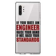 DistinctInk® Clear Shockproof Hybrid Case for Apple iPhone / Samsung Galaxy / Google Pixel - Date Engineer or Raise Your Standards