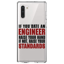 DistinctInk® Clear Shockproof Hybrid Case for Apple iPhone / Samsung Galaxy / Google Pixel - Date Engineer or Raise Your Standards