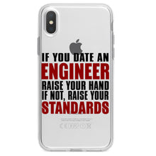 DistinctInk® Clear Shockproof Hybrid Case for Apple iPhone / Samsung Galaxy / Google Pixel - Date Engineer or Raise Your Standards