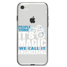 DistinctInk® Clear Shockproof Hybrid Case for Apple iPhone / Samsung Galaxy / Google Pixel - People Think It's Magic It's Engineering