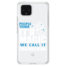 DistinctInk® Clear Shockproof Hybrid Case for Apple iPhone / Samsung Galaxy / Google Pixel - People Think It's Magic It's Engineering