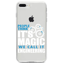 DistinctInk® Clear Shockproof Hybrid Case for Apple iPhone / Samsung Galaxy / Google Pixel - People Think It's Magic It's Engineering