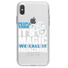 DistinctInk® Clear Shockproof Hybrid Case for Apple iPhone / Samsung Galaxy / Google Pixel - People Think It's Magic It's Engineering
