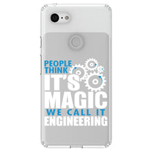 DistinctInk® Clear Shockproof Hybrid Case for Apple iPhone / Samsung Galaxy / Google Pixel - People Think It's Magic It's Engineering