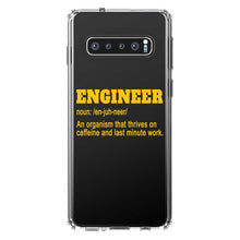 DistinctInk® Clear Shockproof Hybrid Case for Apple iPhone / Samsung Galaxy / Google Pixel - Engineer Definition - Caffeine and Last Minute