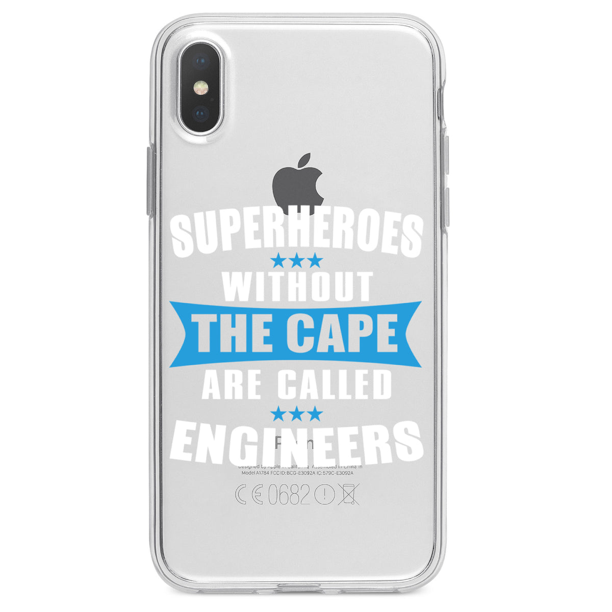 Superheroes Without Cape are Engineers Clear Shockproof iPhone Case, view 2