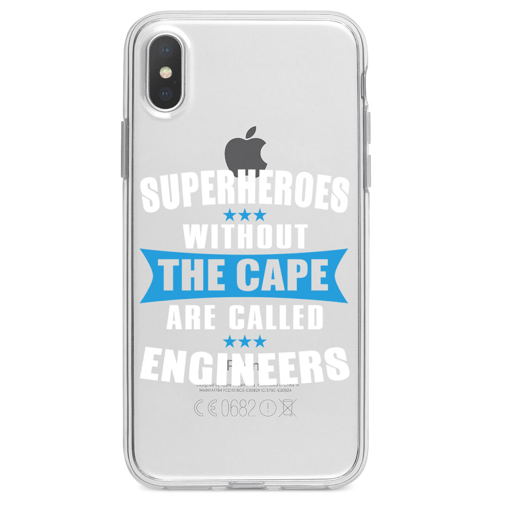 Superheroes Without Cape are Engineers Clear Shockproof iPhone Case, view 3