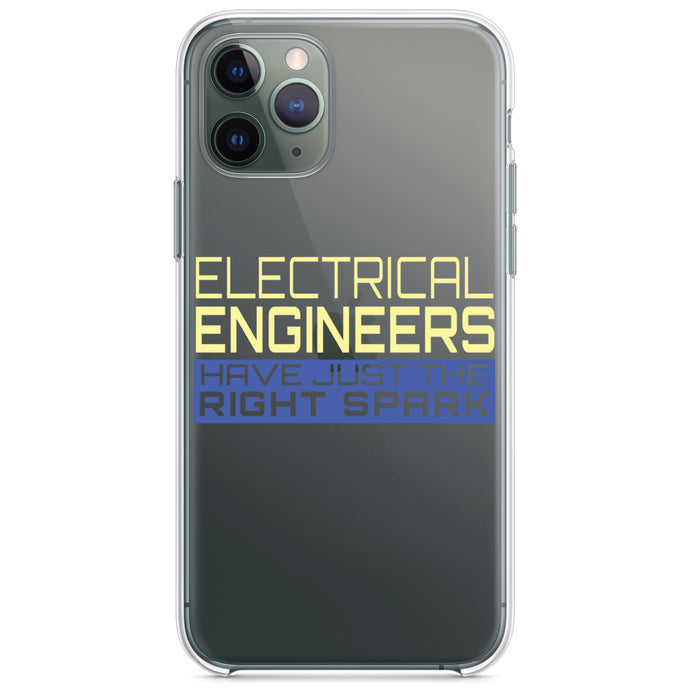 DistinctInk® Clear Shockproof Hybrid Case for Apple iPhone / Samsung Galaxy / Google Pixel - Electrical Engineers Have the Right Spark