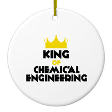 DistinctInk® Hanging Ceramic Christmas Tree Ornament with Gold String - Great Gift / Present - 2 3/4 inch Diameter - King of Chemical Engineering