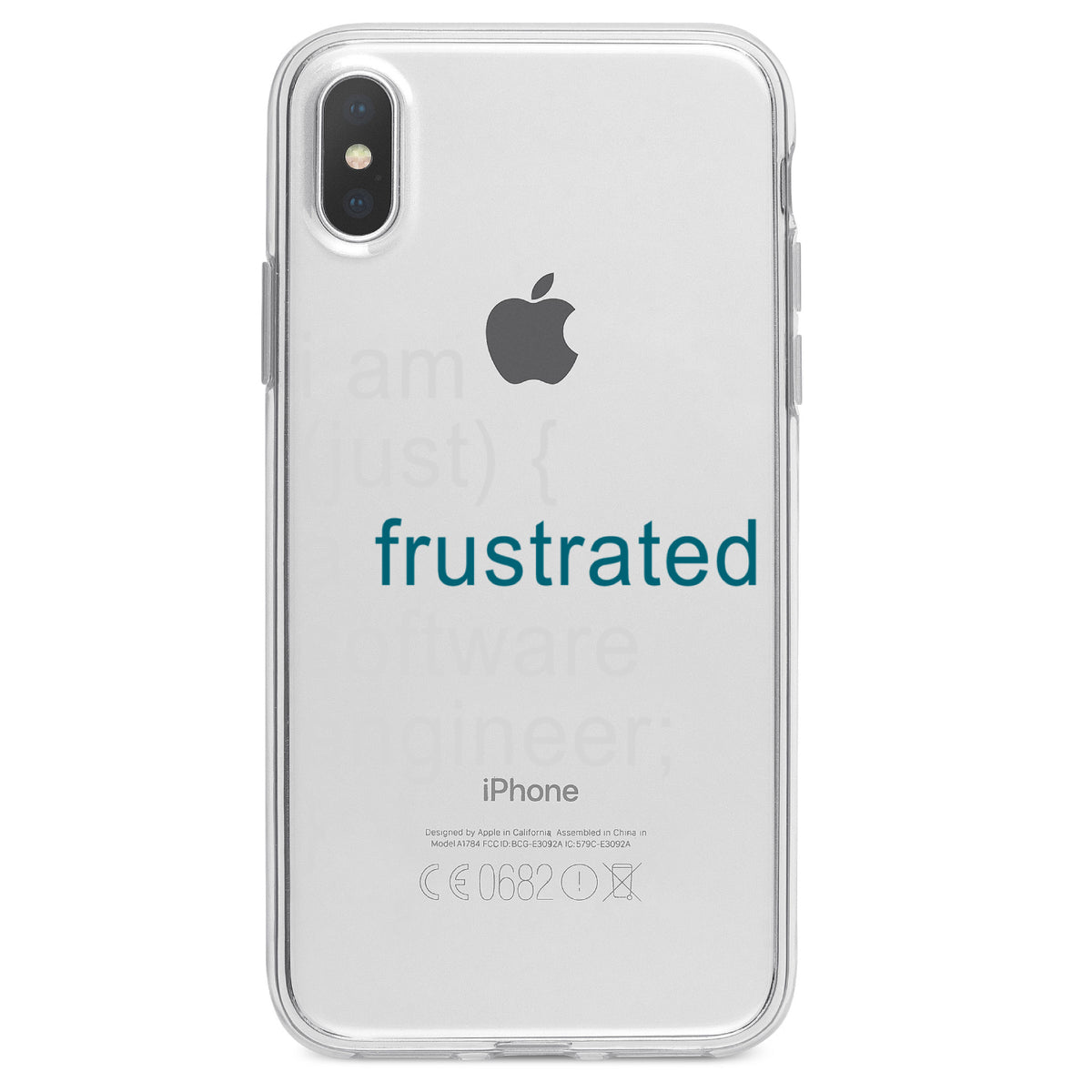 I am (just) {a frustrated software engineer;} Clear Shockproof iPhone Case, view 4