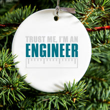DistinctInk® Hanging Ceramic Christmas Tree Ornament with Gold String - Great Gift / Present - 2 3/4 inch Diameter - Trust Me I'm an Engineer