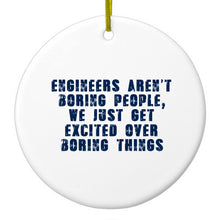 DistinctInk® Hanging Ceramic Christmas Tree Ornament with Gold String - Great Gift / Present - 2 3/4 inch Diameter - Engineers Aren't Boring Excited Over Boring Things