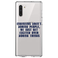 DistinctInk® Clear Shockproof Hybrid Case for Apple iPhone / Samsung Galaxy / Google Pixel - Engineers Aren't Boring Excited Over Boring Things