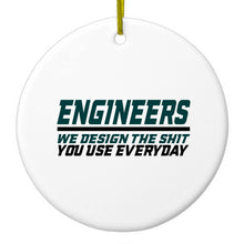 DistinctInk® Hanging Ceramic Christmas Tree Ornament with Gold String - Great Gift / Present - 2 3/4 inch Diameter - Engineers Design What You Use Everyday