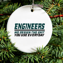 DistinctInk® Hanging Ceramic Christmas Tree Ornament with Gold String - Great Gift / Present - 2 3/4 inch Diameter - Engineers Design What You Use Everyday