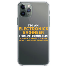 DistinctInk® Clear Shockproof Hybrid Case for Apple iPhone / Samsung Galaxy / Google Pixel - I'm an Electronics Engineer I Solve Problems