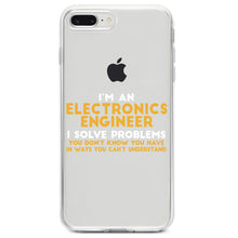 DistinctInk® Clear Shockproof Hybrid Case for Apple iPhone / Samsung Galaxy / Google Pixel - I'm an Electronics Engineer I Solve Problems