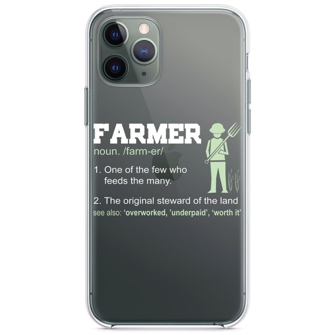 DistinctInk® Clear Shockproof Hybrid Case for Apple iPhone / Samsung Galaxy / Google Pixel - Farmer Definition - Few Who Feeds Many