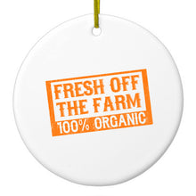 DistinctInk® Hanging Ceramic Christmas Tree Ornament with Gold String - Great Gift / Present - 2 3/4 inch Diameter - Fresh Off the Farm 100% Organic