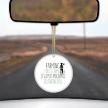 DistinctInk® Hanging Ceramic Christmas Tree Ornament with Gold String - Great Gift / Present - 2 3/4 inch Diameter - Farming is Not a Career Post Apocalyptic Skill