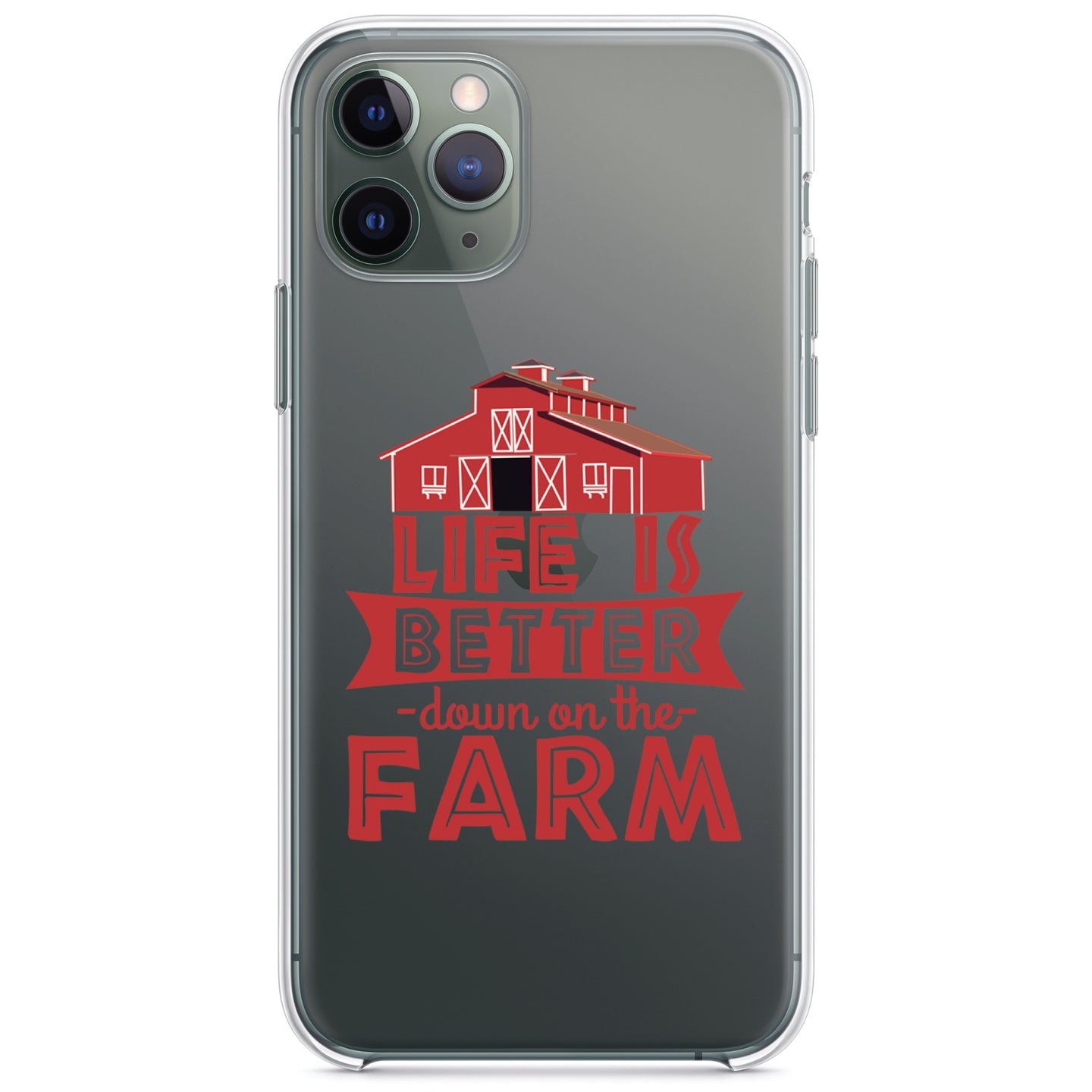 DistinctInk® Clear Shockproof Hybrid Case for Apple iPhone / Samsung Galaxy / Google Pixel - Life is Better Down on the Farm