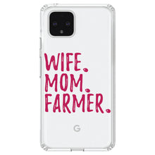 DistinctInk® Clear Shockproof Hybrid Case for Apple iPhone / Samsung Galaxy / Google Pixel - Wife. Mom. Farmer.