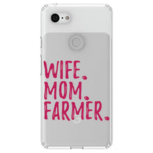 DistinctInk® Clear Shockproof Hybrid Case for Apple iPhone / Samsung Galaxy / Google Pixel - Wife. Mom. Farmer.