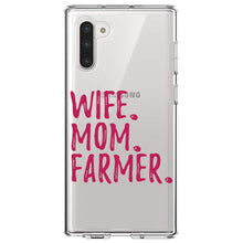 DistinctInk® Clear Shockproof Hybrid Case for Apple iPhone / Samsung Galaxy / Google Pixel - Wife. Mom. Farmer.