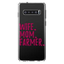 DistinctInk® Clear Shockproof Hybrid Case for Apple iPhone / Samsung Galaxy / Google Pixel - Wife. Mom. Farmer.