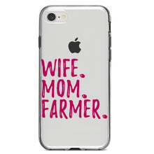 DistinctInk® Clear Shockproof Hybrid Case for Apple iPhone / Samsung Galaxy / Google Pixel - Wife. Mom. Farmer.