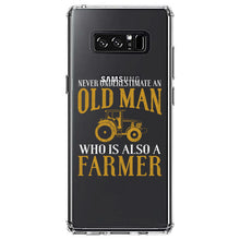 DistinctInk® Clear Shockproof Hybrid Case for Apple iPhone / Samsung Galaxy / Google Pixel - Never Underestimate Old Man Farmer