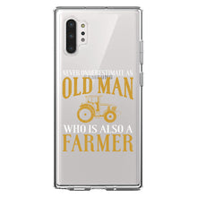 DistinctInk® Clear Shockproof Hybrid Case for Apple iPhone / Samsung Galaxy / Google Pixel - Never Underestimate Old Man Farmer