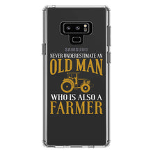 DistinctInk® Clear Shockproof Hybrid Case for Apple iPhone / Samsung Galaxy / Google Pixel - Never Underestimate Old Man Farmer