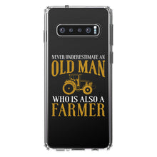 DistinctInk® Clear Shockproof Hybrid Case for Apple iPhone / Samsung Galaxy / Google Pixel - Never Underestimate Old Man Farmer