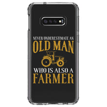DistinctInk® Clear Shockproof Hybrid Case for Apple iPhone / Samsung Galaxy / Google Pixel - Never Underestimate Old Man Farmer