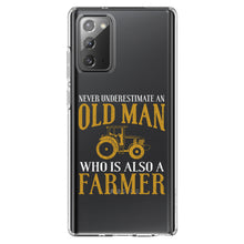 DistinctInk® Clear Shockproof Hybrid Case for Apple iPhone / Samsung Galaxy / Google Pixel - Never Underestimate Old Man Farmer
