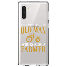 DistinctInk® Clear Shockproof Hybrid Case for Apple iPhone / Samsung Galaxy / Google Pixel - Never Underestimate Old Man Farmer