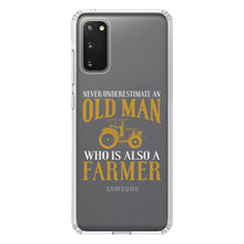 DistinctInk® Clear Shockproof Hybrid Case for Apple iPhone / Samsung Galaxy / Google Pixel - Never Underestimate Old Man Farmer