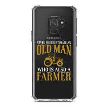 DistinctInk® Clear Shockproof Hybrid Case for Apple iPhone / Samsung Galaxy / Google Pixel - Never Underestimate Old Man Farmer