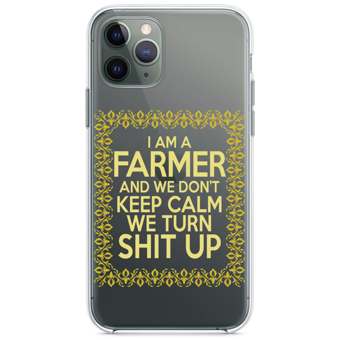 DistinctInk® Clear Shockproof Hybrid Case for Apple iPhone / Samsung Galaxy / Google Pixel - I'm a Farmer and We Don't Keep Calm