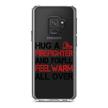 DistinctInk® Clear Shockproof Hybrid Case for Apple iPhone / Samsung Galaxy / Google Pixel - Hug a Firefighter You'll Feel Warm All Over
