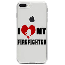 DistinctInk® Clear Shockproof Hybrid Case for Apple iPhone / Samsung Galaxy / Google Pixel - I Heart My Firefighter