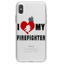 DistinctInk® Clear Shockproof Hybrid Case for Apple iPhone / Samsung Galaxy / Google Pixel - I Heart My Firefighter