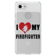 DistinctInk® Clear Shockproof Hybrid Case for Apple iPhone / Samsung Galaxy / Google Pixel - I Heart My Firefighter