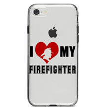 DistinctInk® Clear Shockproof Hybrid Case for Apple iPhone / Samsung Galaxy / Google Pixel - I Heart My Firefighter