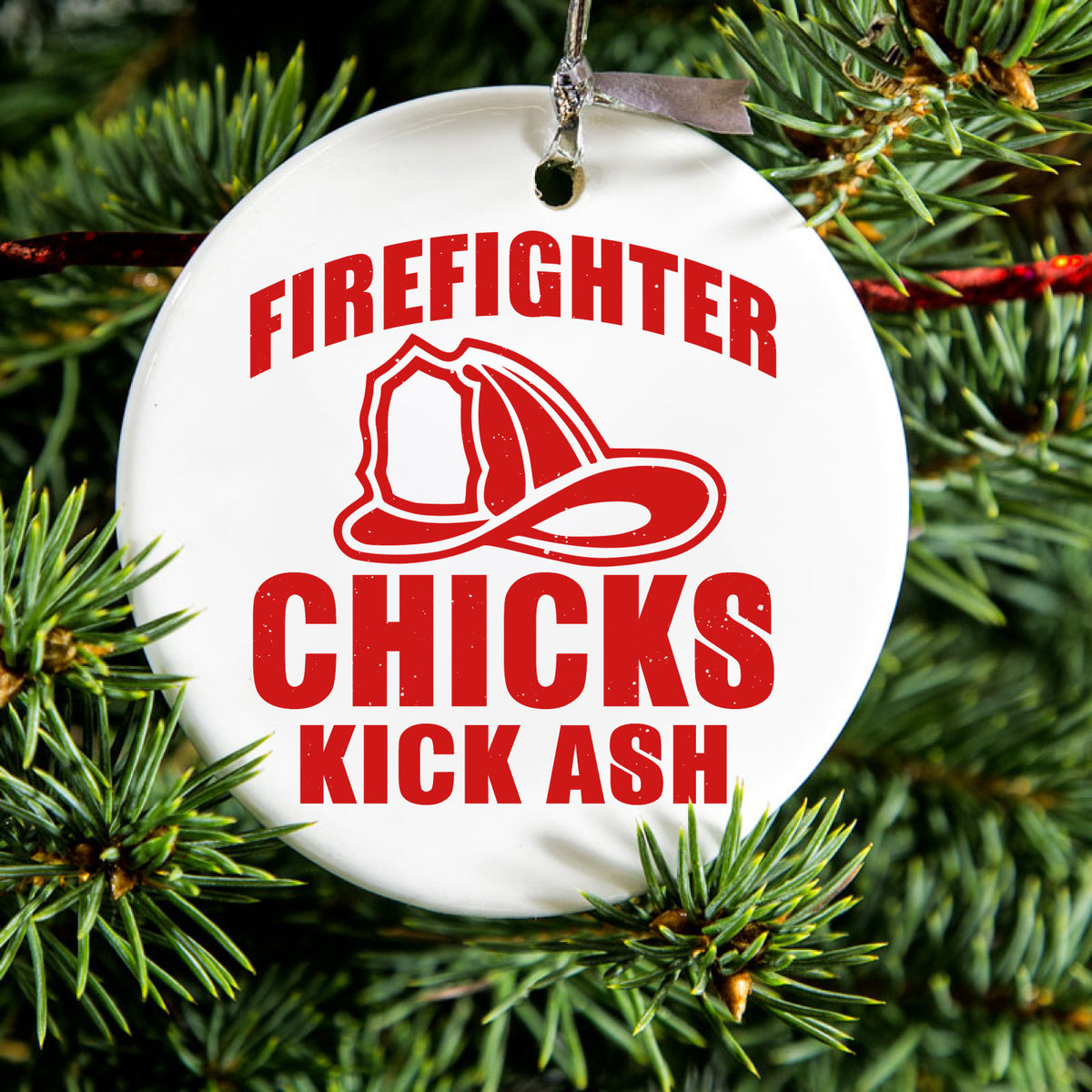 Firefighter Chicks Kick ASH Ceramic Ornament, view 2